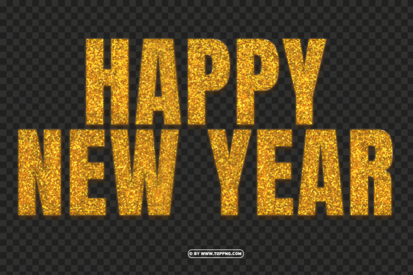 png happy new year with golen glitter Clear background PNGs