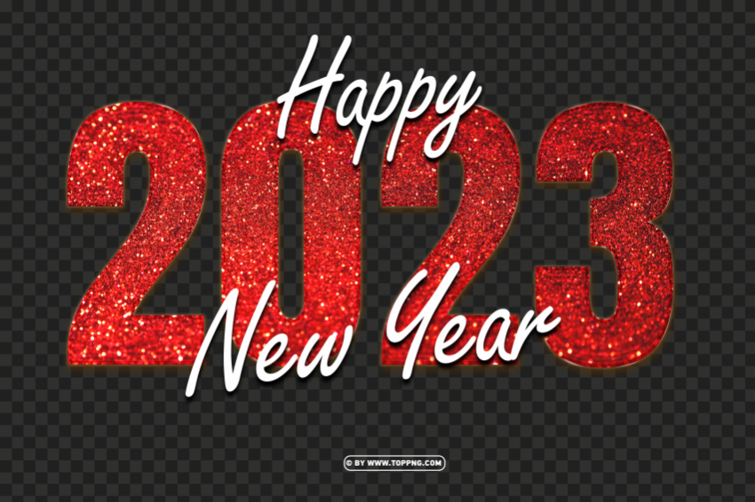 red glitter 2023 happy new year Clear background PNG graphics - Image ID 1923a24b