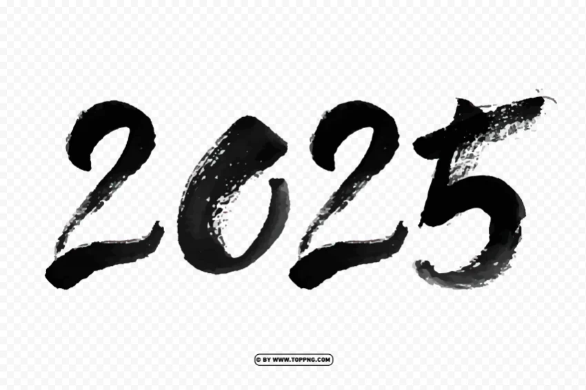 simple 2025 text black in chalk style ClearCut Background PNG Isolation