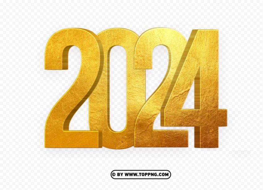 2024 golden 3d numbers free hd HighQuality Transparent PNG Isolated Art
