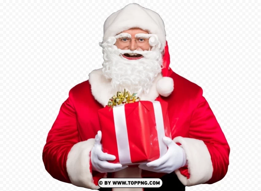 Imagen Papá Noel Santa Claus Blanco Sonriente Con Un Traje Rojo Y Regalos Clear PNG Images Free Download