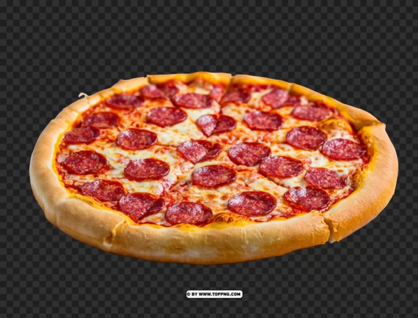Delicious Pepperoni Pizza with Italian Garlic Bread HD PNG Graphic Isolated with Clear Background