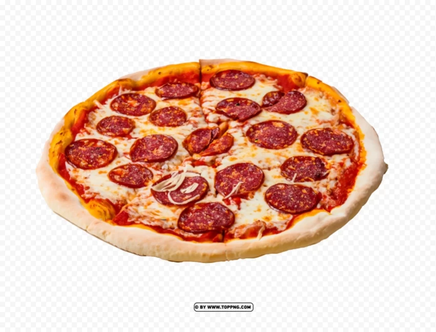 Pepperoni Pizza and Garlic Bread Italian Delicacy HD PNG Graphic with Clear Background Isolation