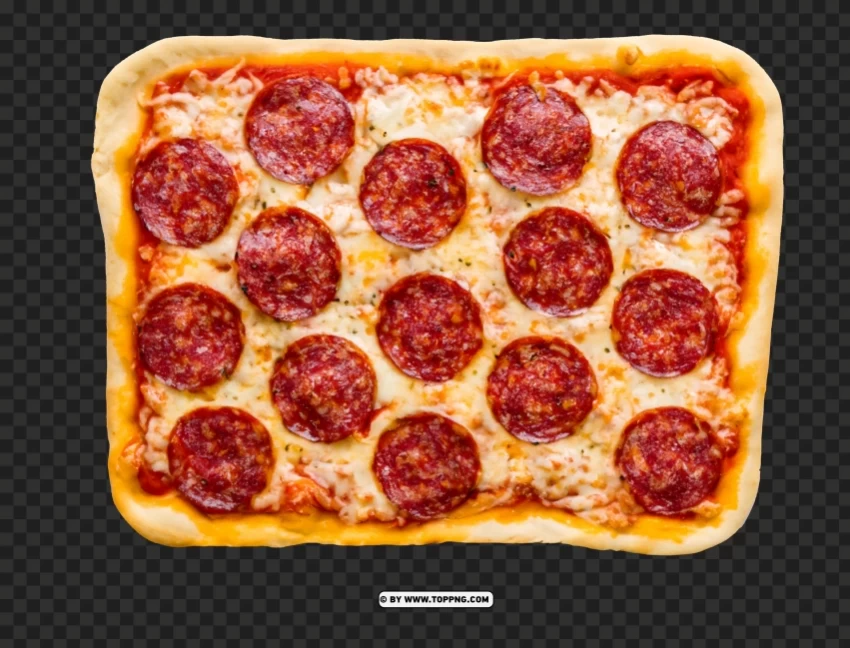 Tasty Pepperoni Square pizza and Italian Garlic Bread HD PNG Graphic Isolated with Transparency - Image ID d759043b