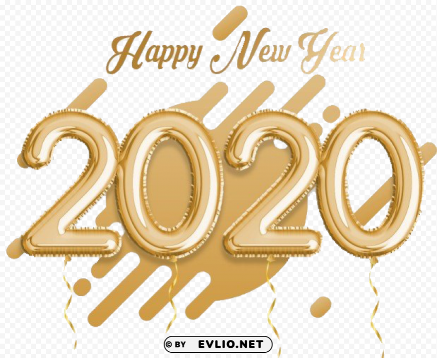 Happy New Year 2020 gold PNG for educational use