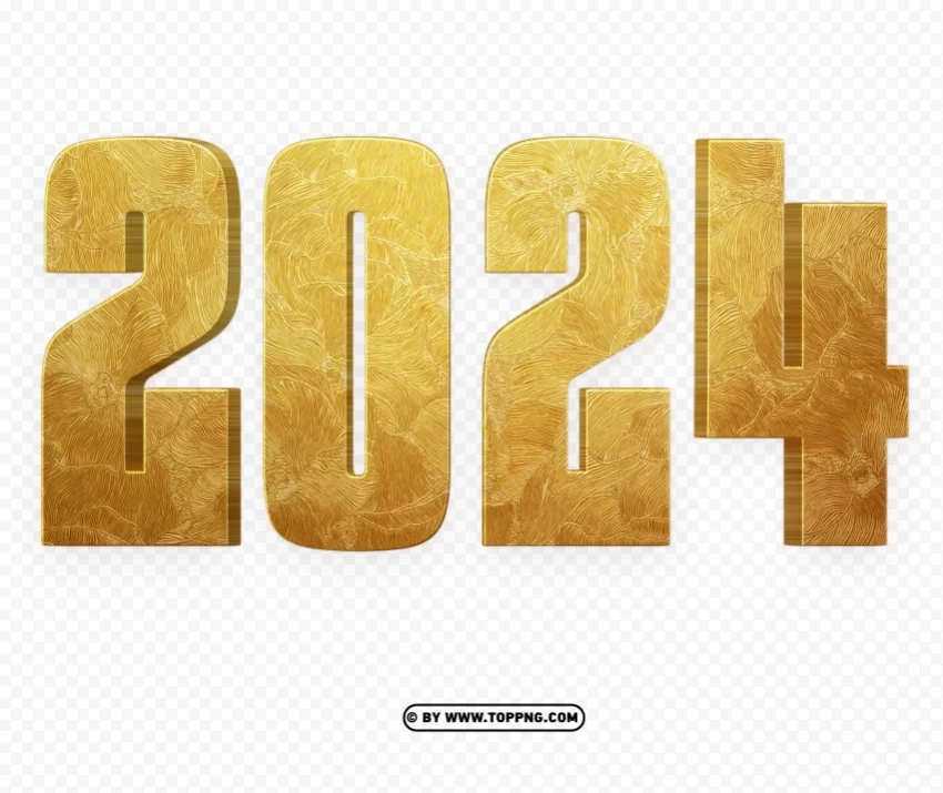 happy new year 2024 gold text effect free HighQuality Transparent PNG Isolated Element Detail