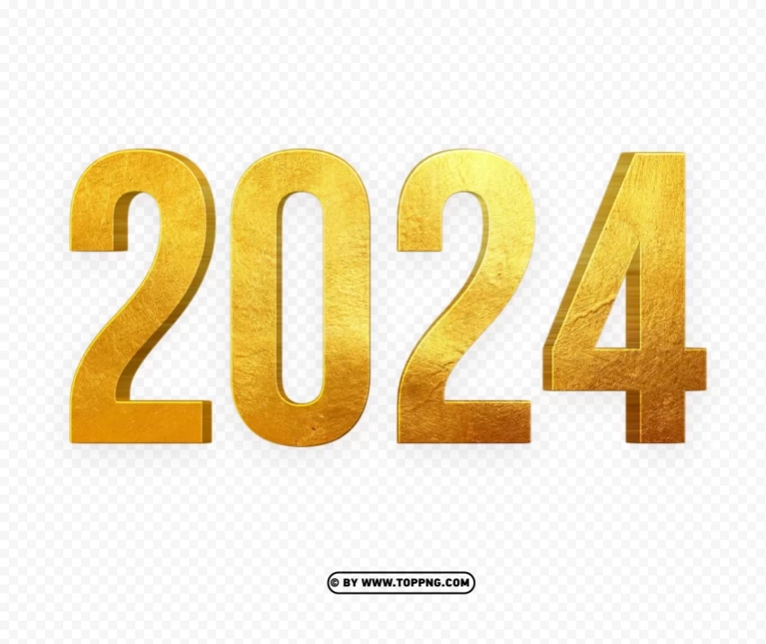 happy new year 2024 golden 3d numbers free HighQuality Transparent PNG Isolated Artwork