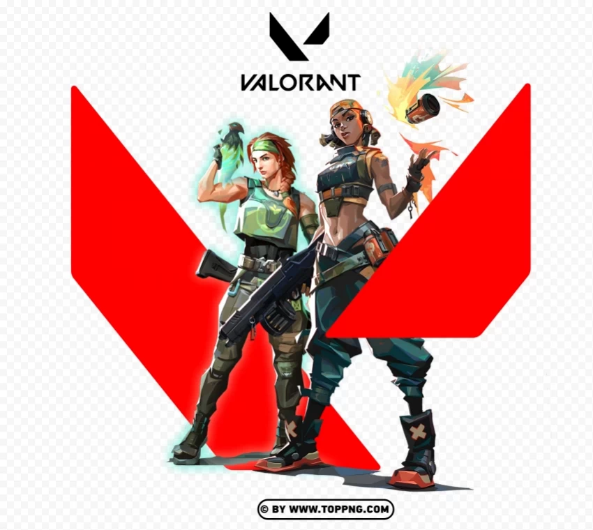 HD Raze Female Character Player With Valorant Logo Transparent Background PNG Isolated Element