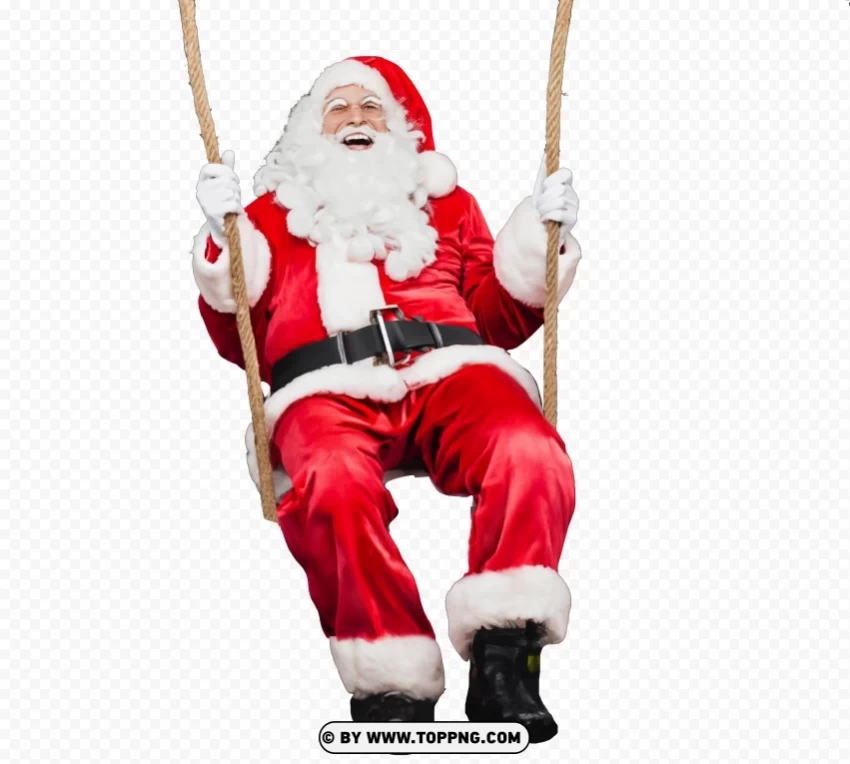 Santa Claus ataviado de rojo balanceándose en una cuerda Imagen Clear PNG graphics free