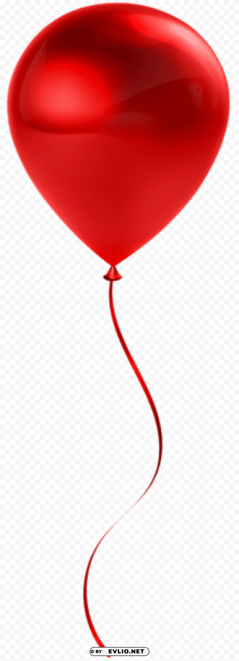 Single Red Balloon Transparent Background PNG Isolated Graphic