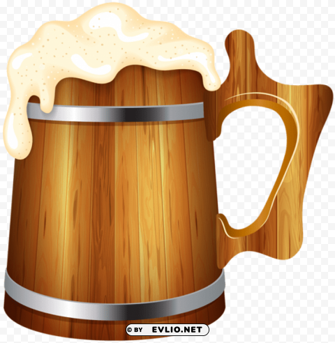 Wooden Beer Mug Isolated Character In Clear Transparent PNG