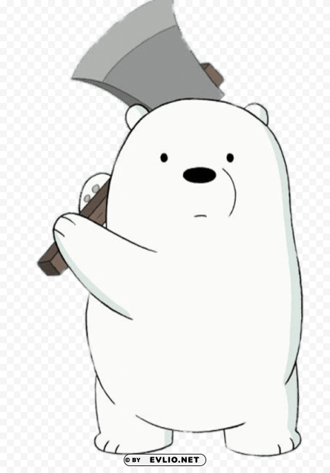 Ice Bear Holding An Axe Transparent Background PNG Isolated Illustration