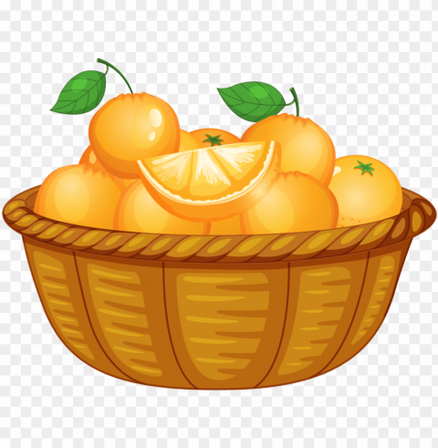 Comida Frutas Bebidas Etc - Orange Basket Cartoo Isolated Graphic On Transparent PNG