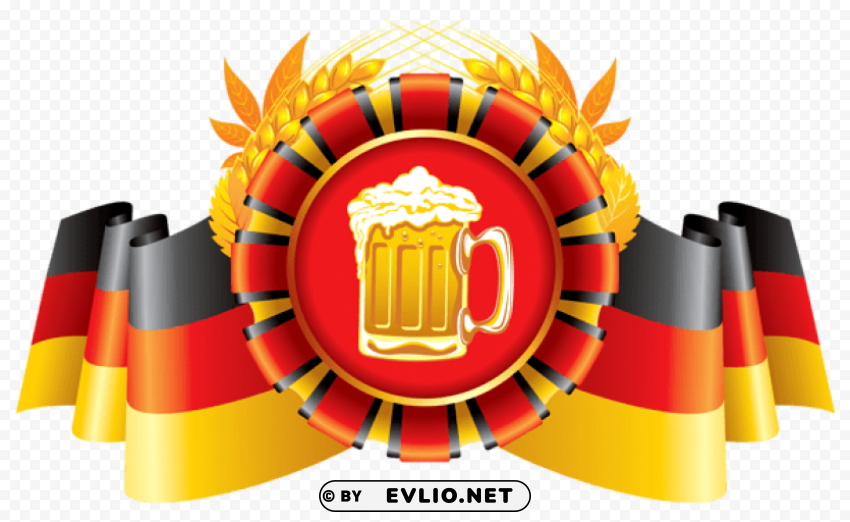 Oktoberfest Decor German Flag With Wheat And Beer Isolated Character In Transparent PNG Format