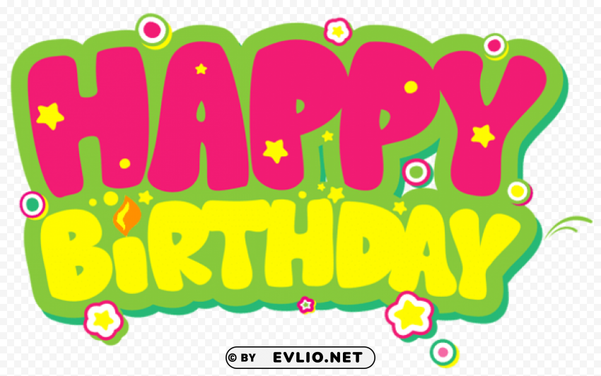 Yellow And Pink Happy Birthdaypicture ClearCut Background Isolated PNG Design